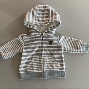 CARTER’S Just One You - 3 MO - soft Striped Velour Hoodie Jacket-Zip Front -VGUC